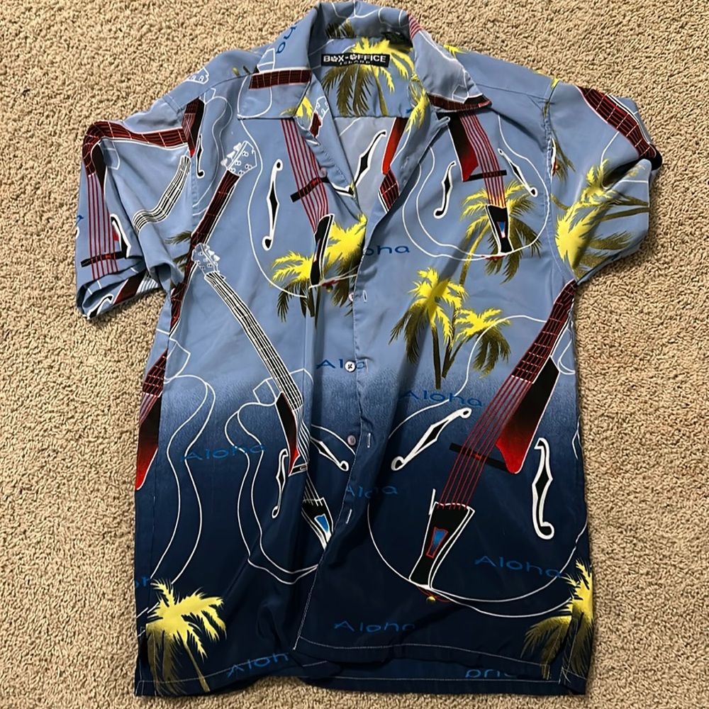 Guitar Hawaiian button shirt